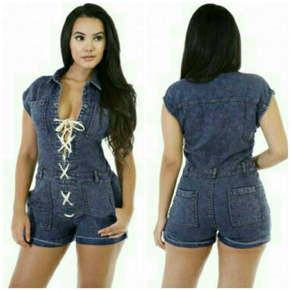 [Small] ✴ Mini Short Tie-up Romper - Picture 2 of 2