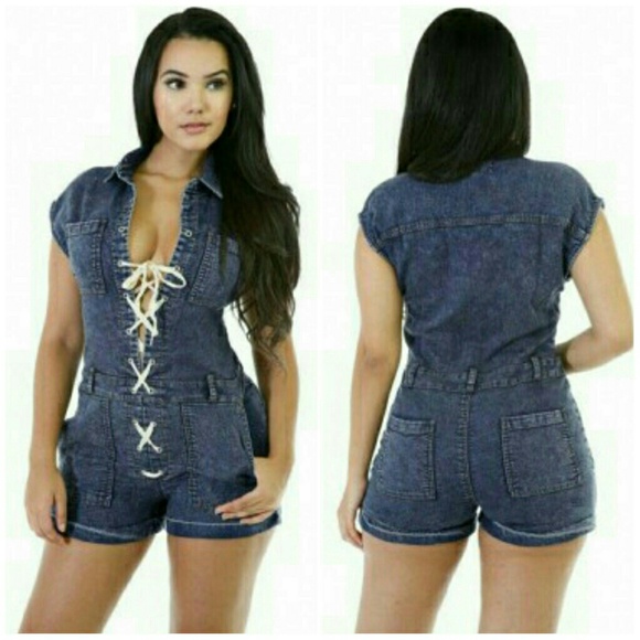 [Small] ✴ Mini Short Tie-up Romper - Picture 2 of 2