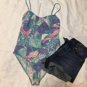 Forever21 Tropical print bodysuit small