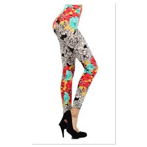 Boutique Pants - White and Mint Floral Leggings Boutique Pants - White and Mint Floral Leggings