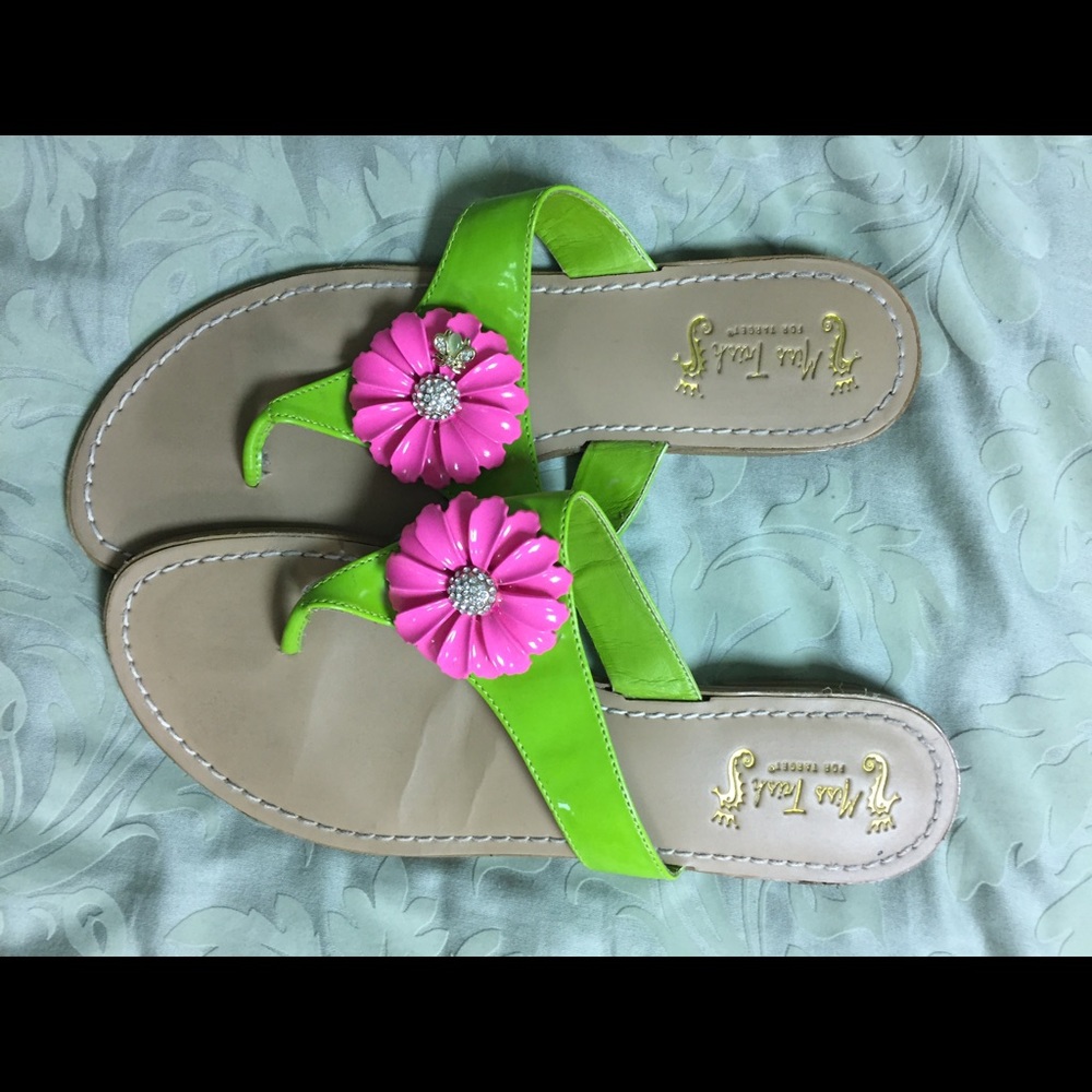 Miss Tish Pink & Green Sandals; ; Size 10