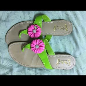 Miss Tish Pink & Green Sandals; ; Size 10