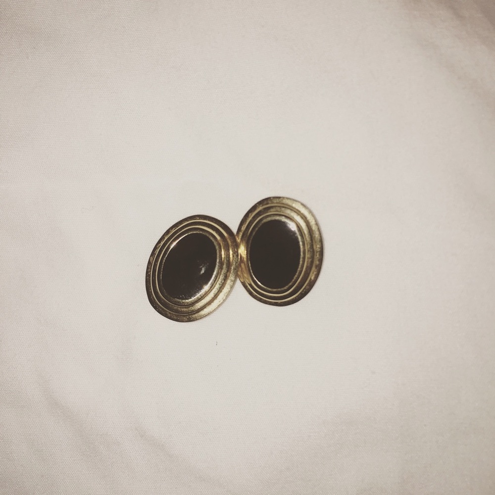 Onyx and gold costume earrings