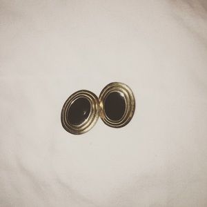 Onyx and gold costume earrings