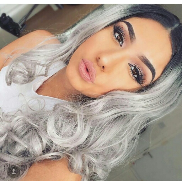 Ombre Black Gray Lacefront Wig