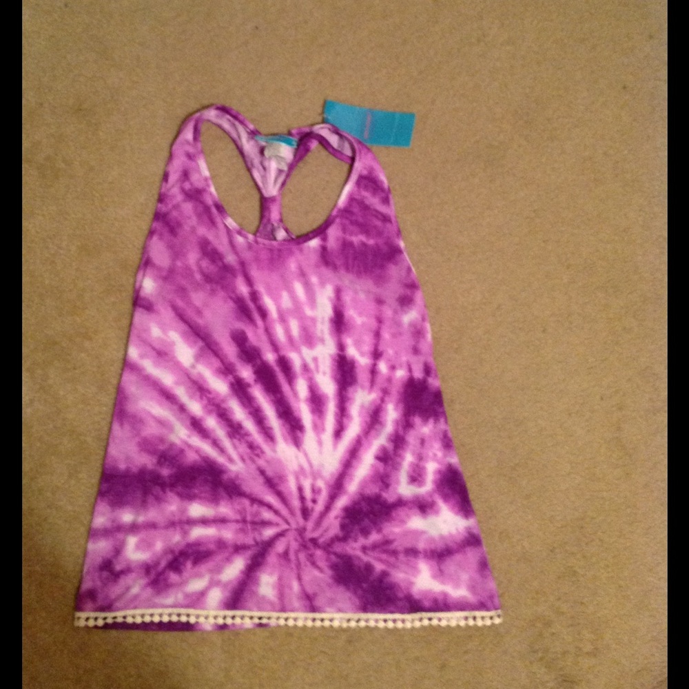 Hipster stretch purple white top L