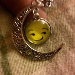 Emoji half moon necklace