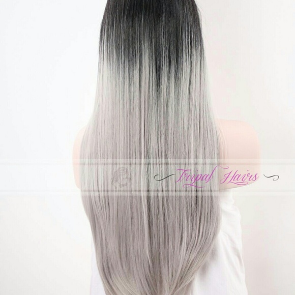Ombre Black Gray Lacefront Wig 24-28 inches!!