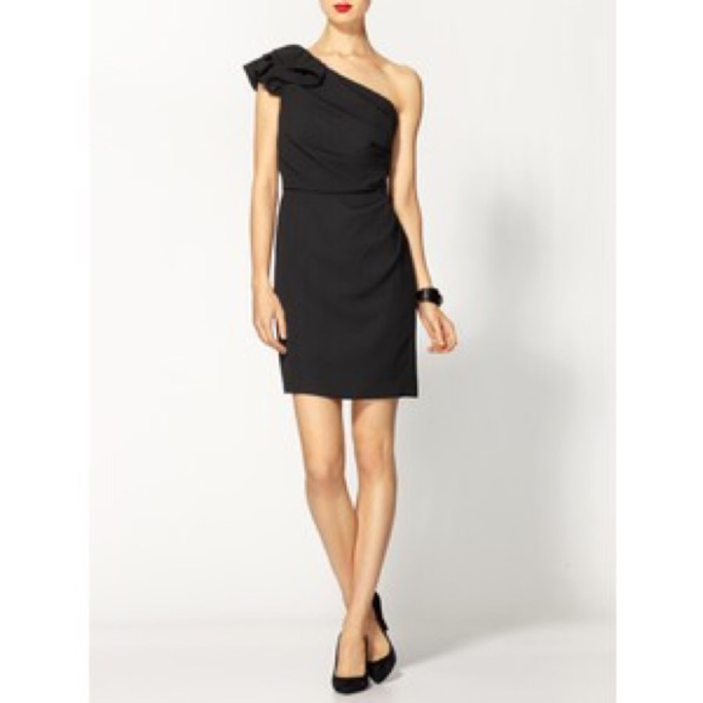 Shoshanna One Shoulder Stacie Dress Matte black