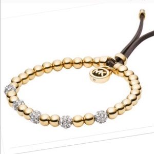 New Gold Crystal Paved MK Bracelet