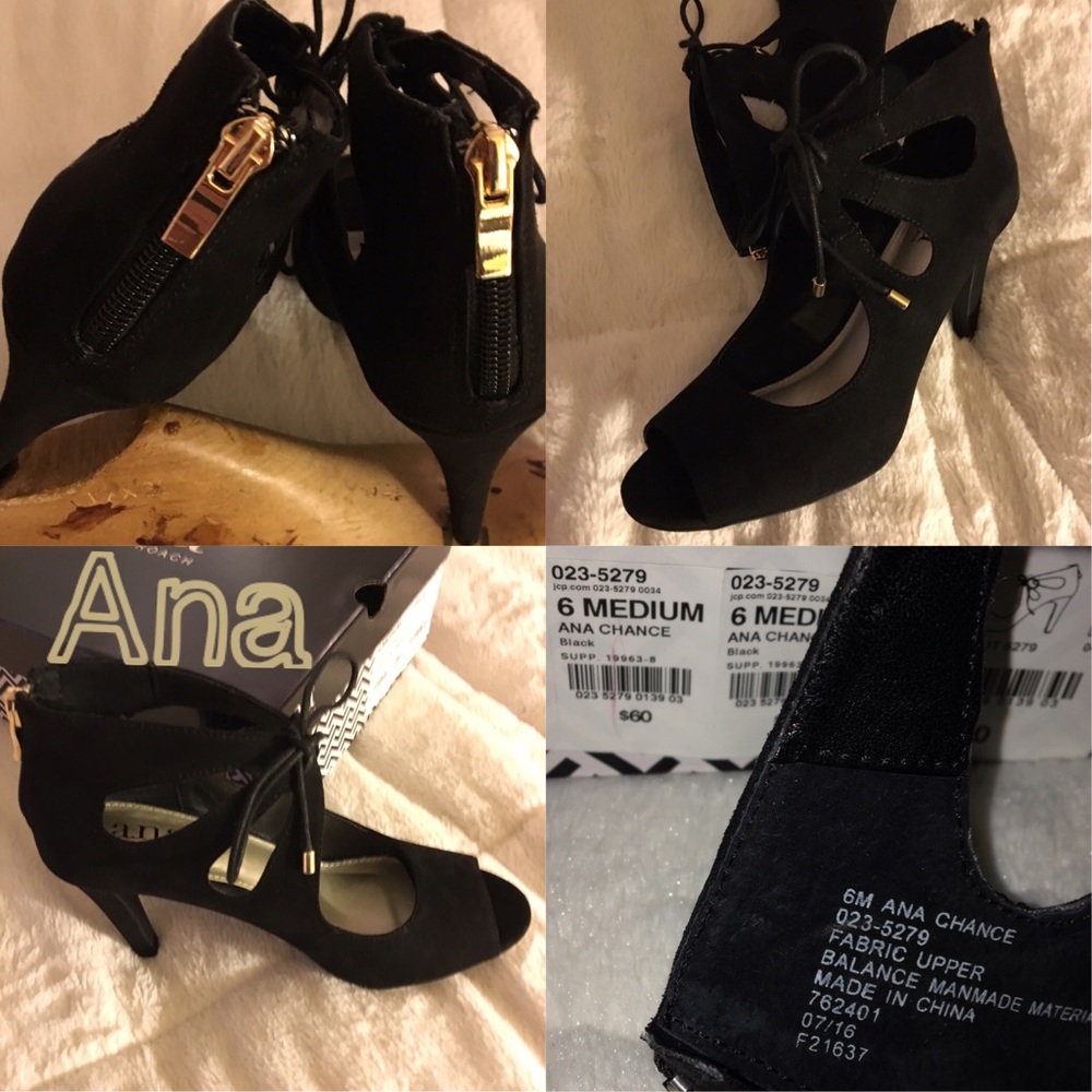 🤑CLEARANCE🔻Black Tied Semi-Booties w. Gold Detail🔺