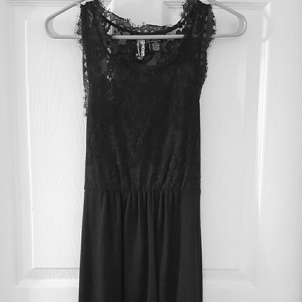 Junior's Lace Bodice Tie Back Dress