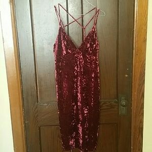 Crushed velvet mini dress