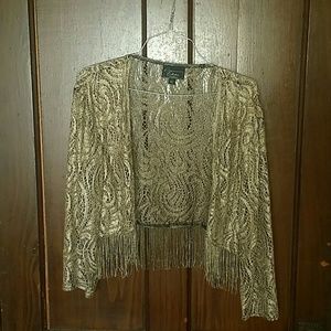 Gold fringe kimono
