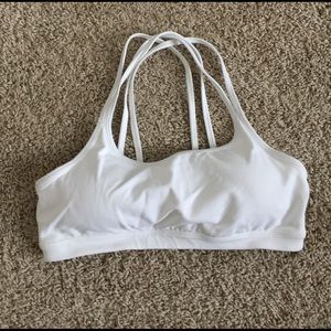 Athleta white strappy sports bra