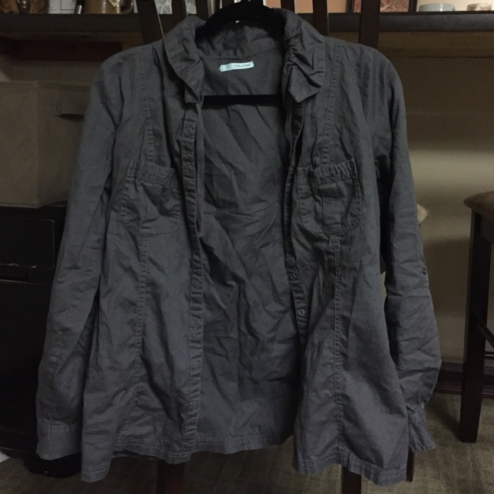 Gray button up flannel