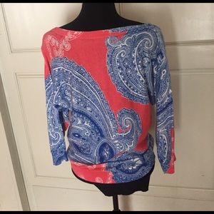 Chaps cotton paisley sweater NWOT lightweight