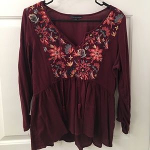 🌺FINAL DROP🌺Burgundy Peplum AmericanEagle Blouse