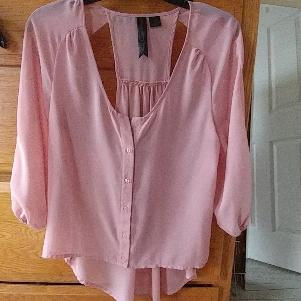 NWOT pink cutout back top