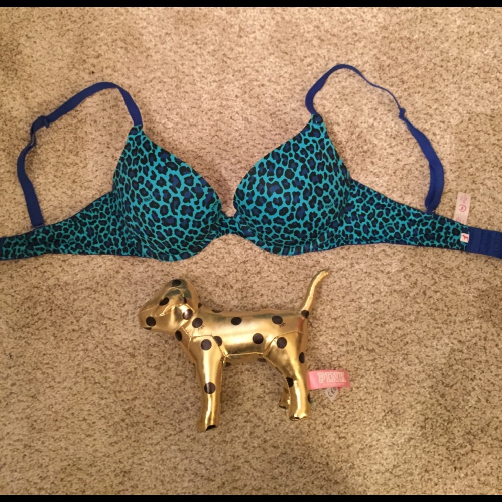 PINK blue leopard bra