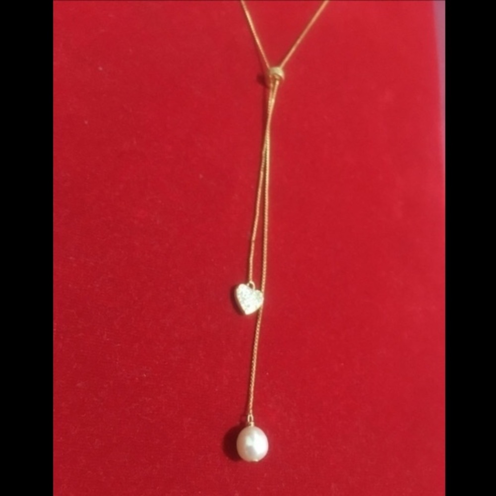 925 silver, heart and pearl necklace - Picture 2 of 4