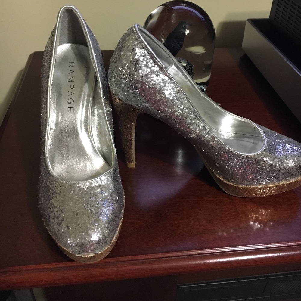 Rampage silver and gold glitter heels