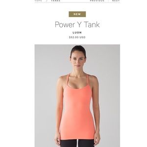 Coral Power Y Tank Lululemon