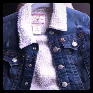 True Religion shearling denim jacket XS