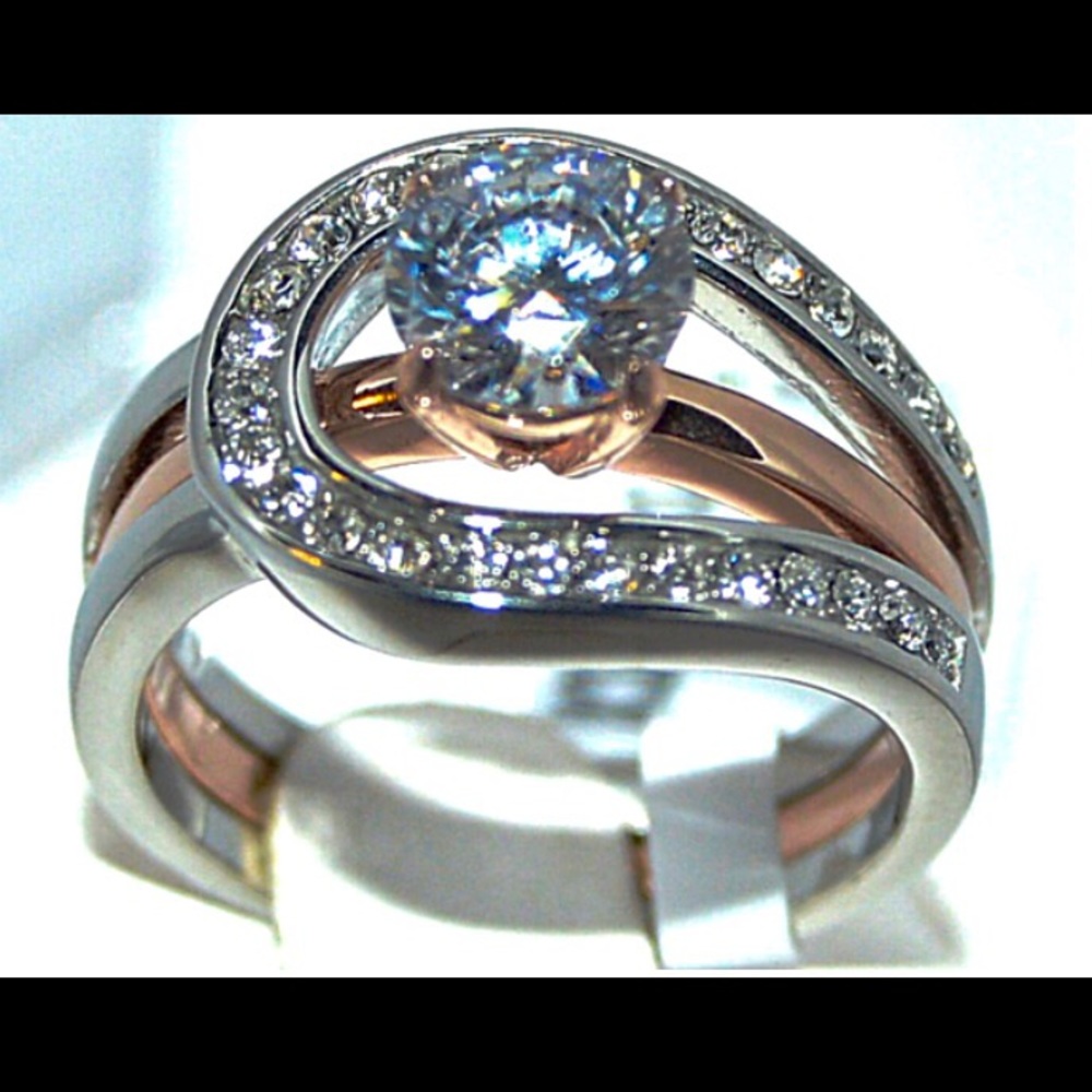 Beautiful 2 tone Rose Gold and Silver Bridal Set