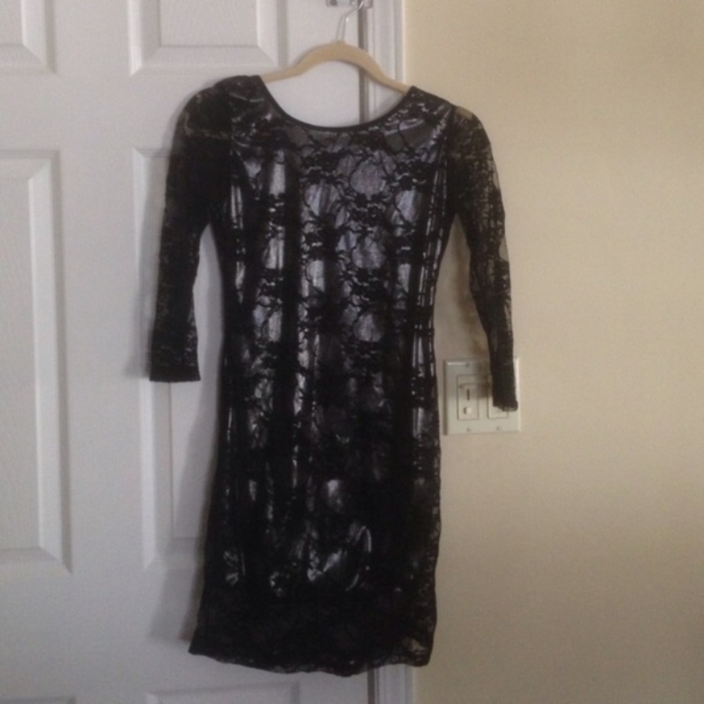 Black/silver lace dress