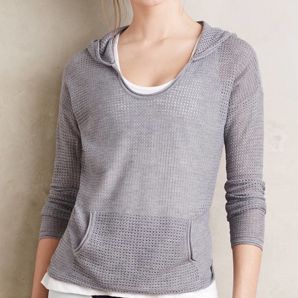 Anthropologie Pure & Good Scooped Mesh Pullover
