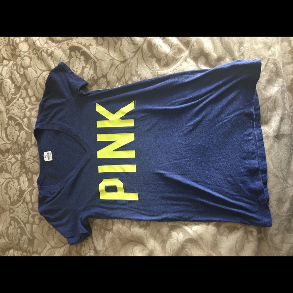 Navy Pink V neck tee