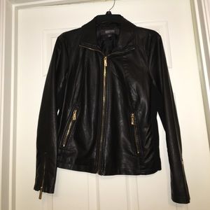 black leather jacket