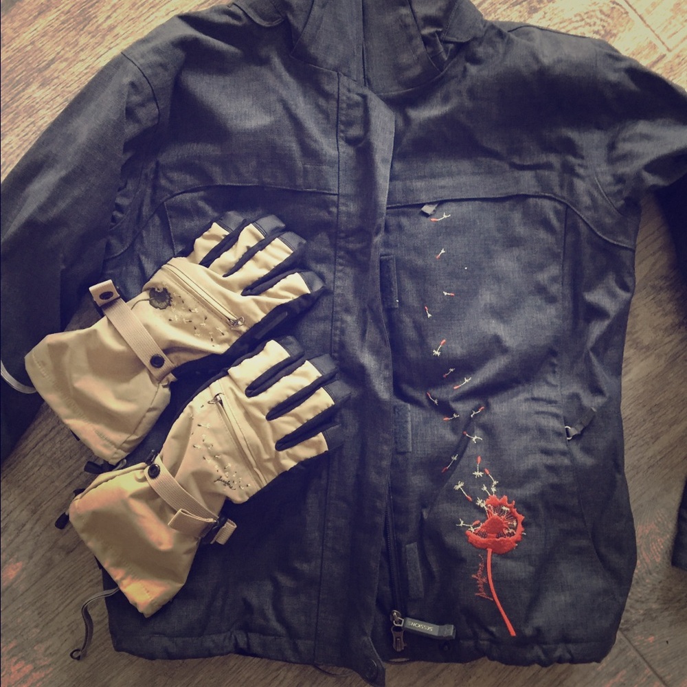 Sessions snowboard jacket & gloves
