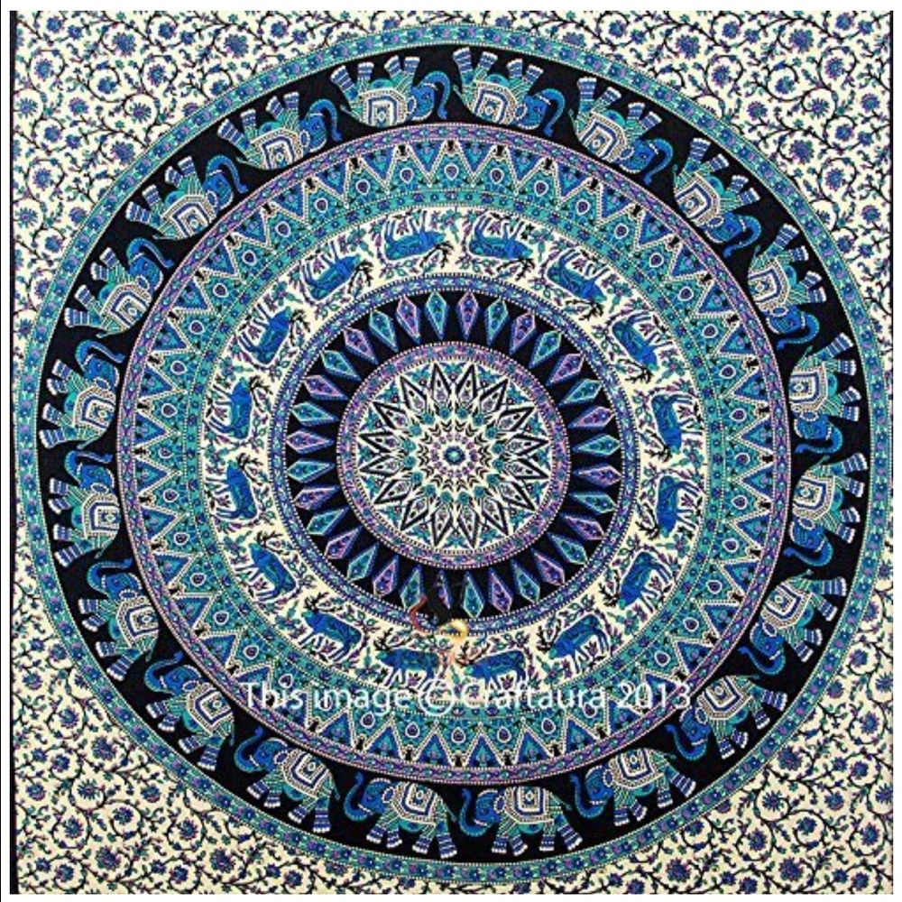 Hippie Elephant Mandala Tapestry