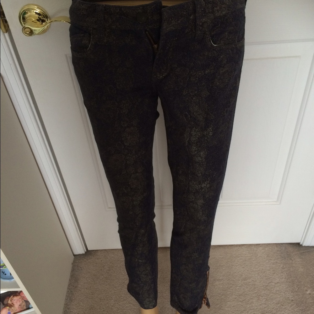 Genetic denim skinny crop blue gold jeans sz 27