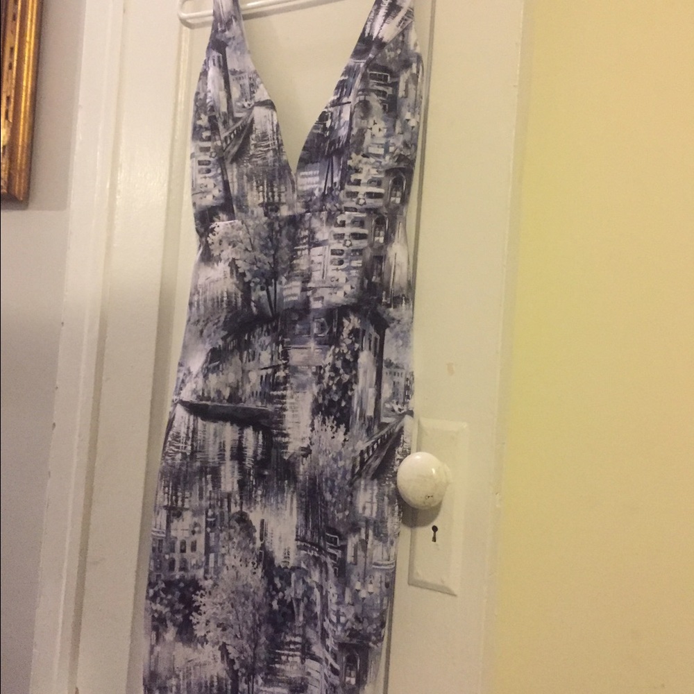 Gray and white dress