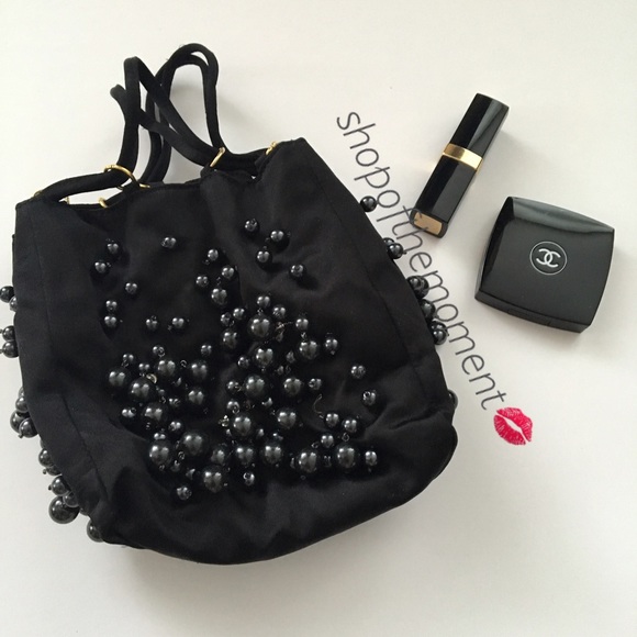 👛🆕 հթ💫 Oscar de la Renta Black Pearl Mini Bag - Picture 2 of 8