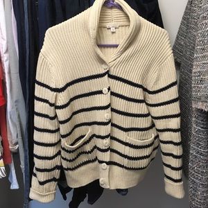 GAP Navy and Cream Nautical Stripe Cable Sweater