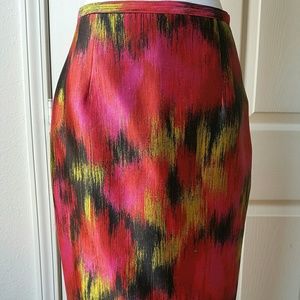 Michael Kors Silk Printed Shantung Pencil Skirt