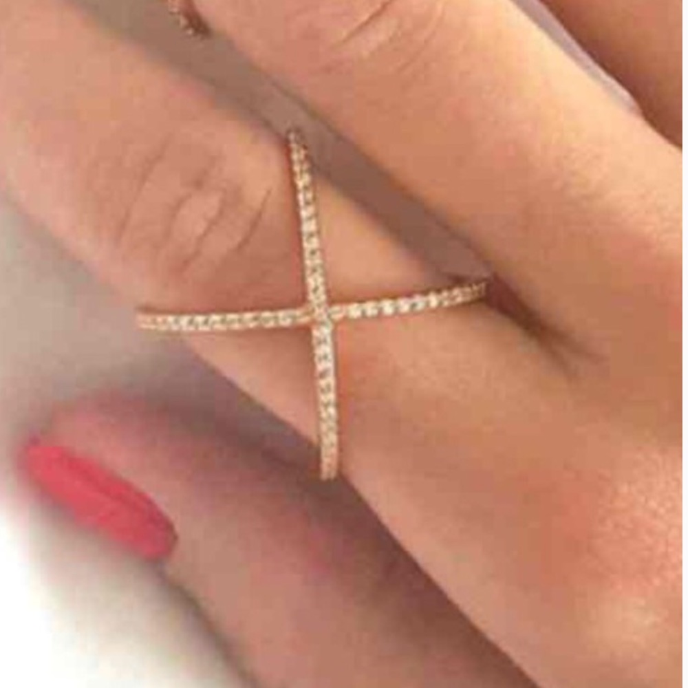 💗Simulated Diamond Sterling Silver X Ring