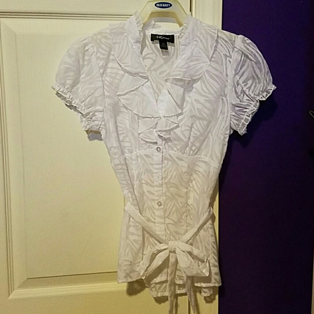 Iz Byer see through white zebra shirt