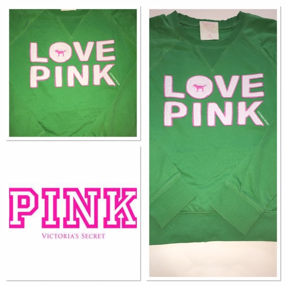 PINK Victoria's Secret Tops - VS Pink Green scoop neck sweatshirt