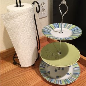 Three-tier blue/green fruit/ serving plate