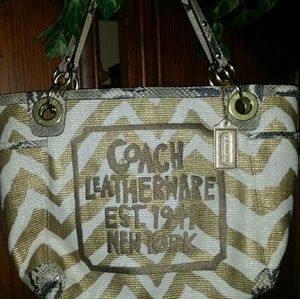 Authentic Coach purse trimmed in snakeskin
