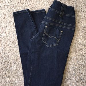 Dark high-waisted skinny jeans