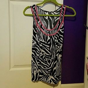 Rue 21 zebra tank top with pink edging