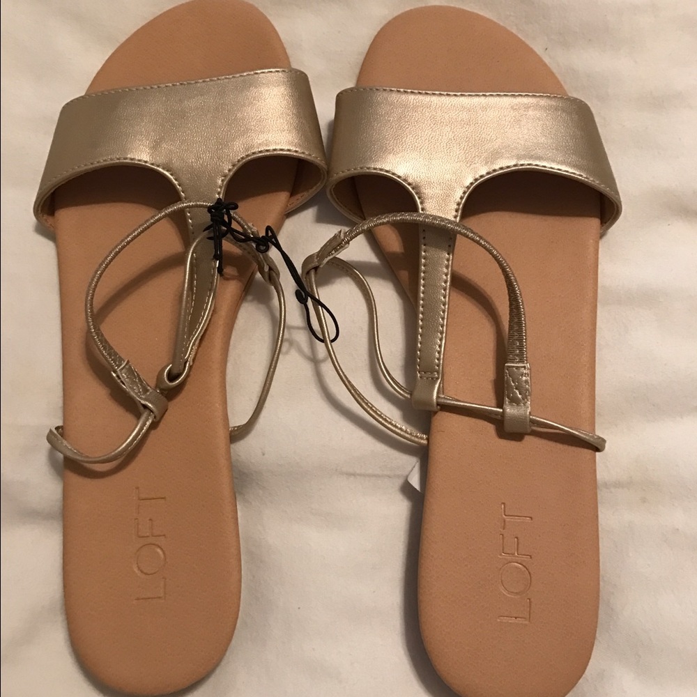 Loft metallic t-strap sandals