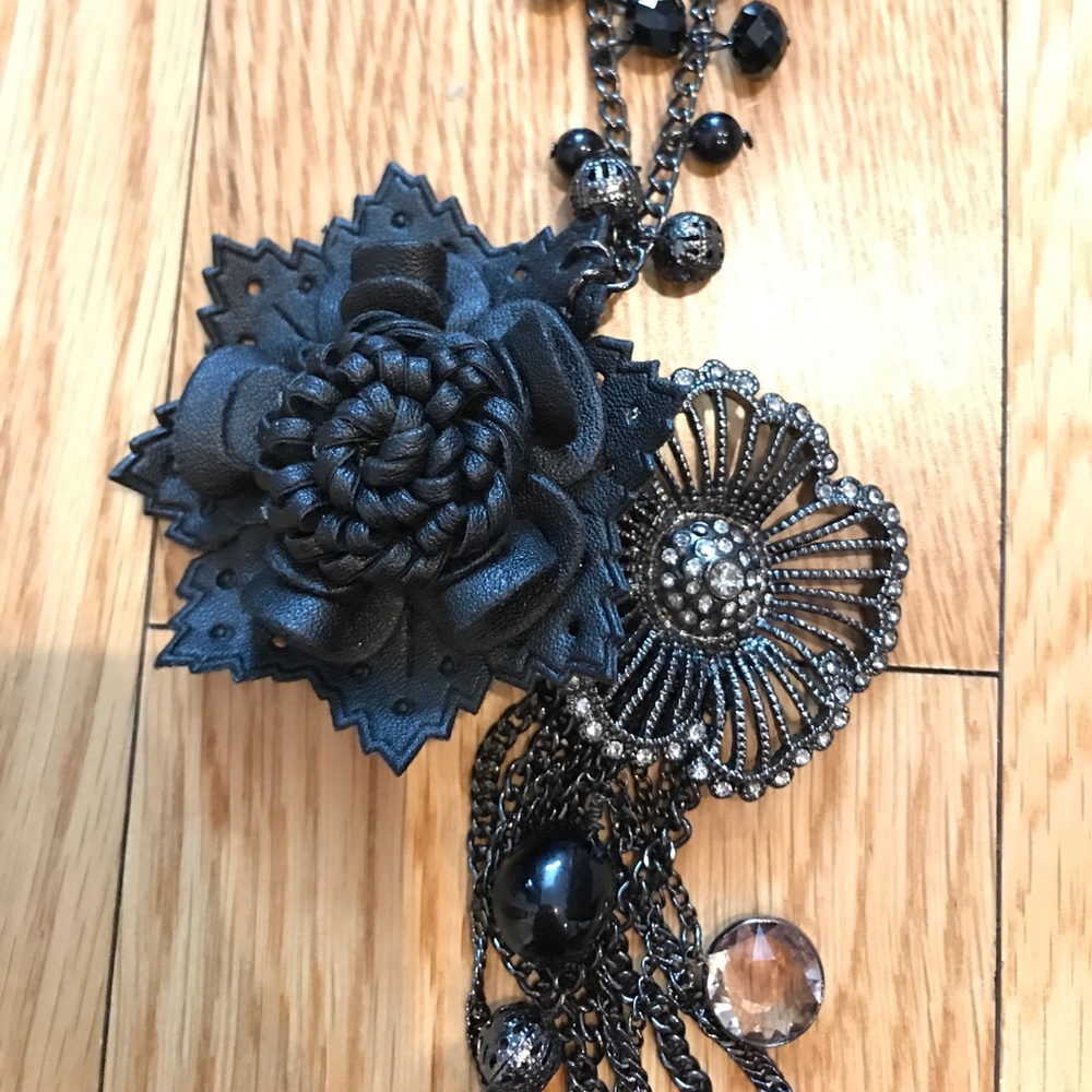 Long Chain Bejeweled Necklace w Statement Pendants