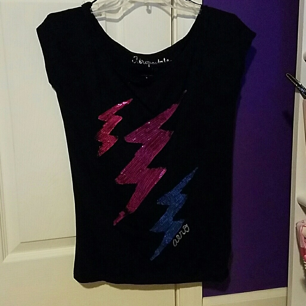Aeropostale sequined lightning bolt shirt